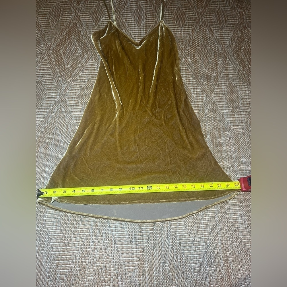 Reformation Women's Gold Velvet Slip Dress,Mini Dress,Sleeveless,Size S - Picture 5 of 10